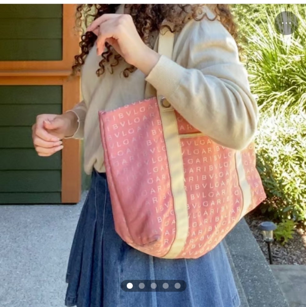 BVLGARI Leather-Trim Canvas Tote